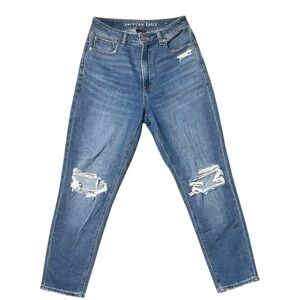 American Eagle Ripped Mom Jeans Comfort Stretch Waistband Size 6
